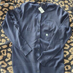 NWT Ann Taylor Loft Navy Cardiagn Cotton Sweater Size Small S
